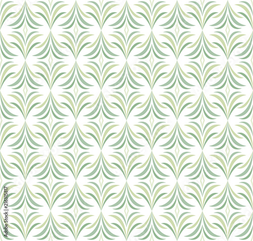 Elegant Green Damask Floral Vector Seamless Pattern. Decorative Flower Illustration. Abstract Art Deco Background.