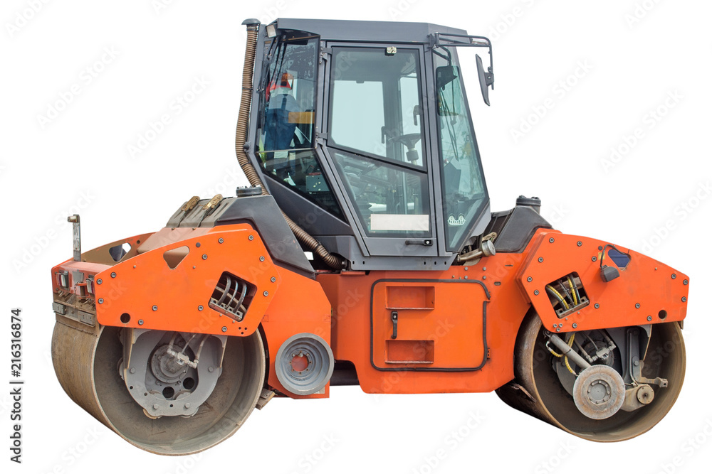 Orange road roller. Orange road roller.
