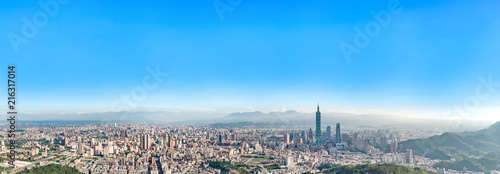 Skyline of taipei city in downtown Taipei, Taiwan.