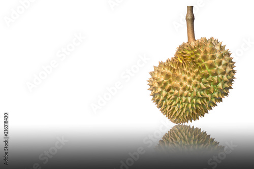 Durian clipping path on white background, In Thailand, durian is the king of fruit photo