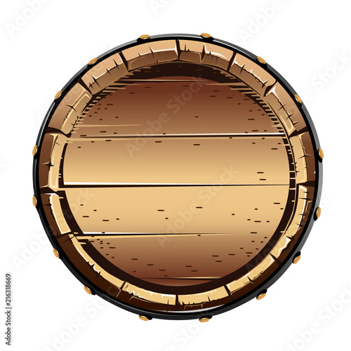 Old wooden barrel for alcohol. Vector illustration on white background.