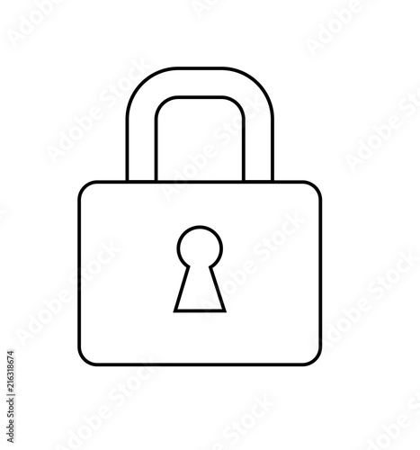 Lock icon protection line symbol flat style isolated on white background.