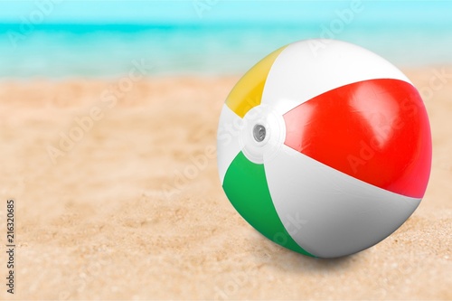 Beach ball on the beach