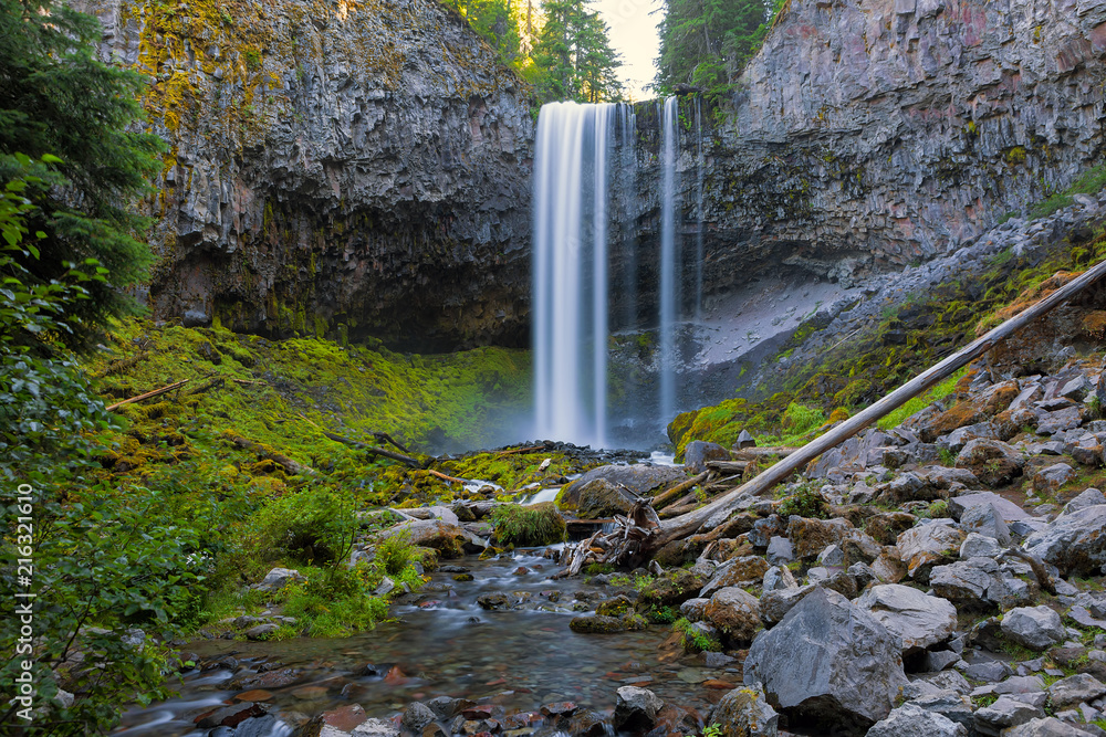 Fototapeta premium Tamanawas Falls along Cold Spring Creek in Oregon Closeup
