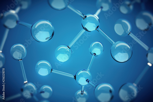 Glass Molecule Blue Science Background