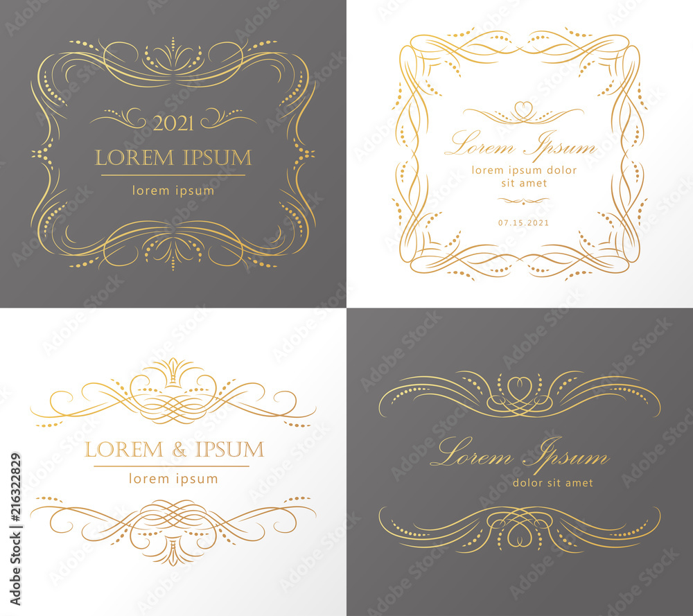 Set of flourish frames, borders, labels. Collection of original design elements. Vector calligraphy swirls, swashes, ornate motifs and scrolls. Set of flourish frames, borders, labels. Collection of original design elements. Vector calligraphy swirls, swashes, ornate motifs and scrolls.