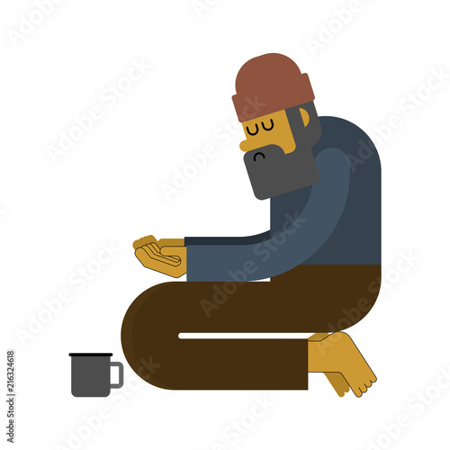 Homeless isolated. Beggars, Poor. bum hobo Vector illustration