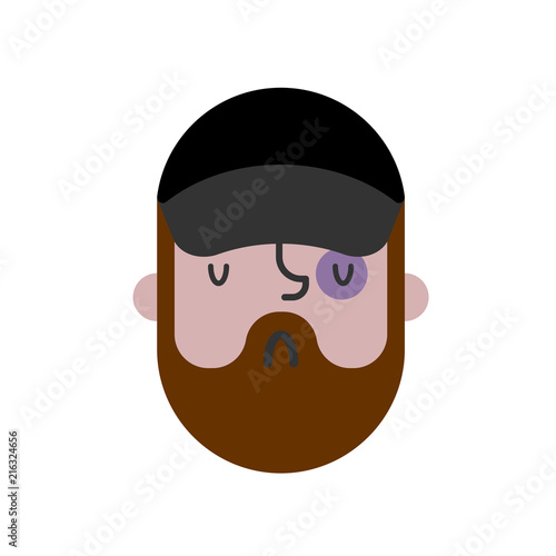 Homeless face. Beggars head, Poor portrait. bum hobo Vector illustration