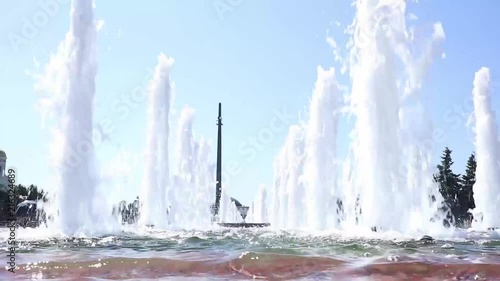 Fountain in Victory Park on Poklonnaya hill, Moscow, Russia. memory of those killed during the great Patriotic war