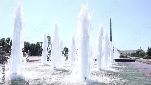 Fountain in Victory Park on Poklonnaya hill, Moscow, Russia. memory of those killed during the great Patriotic war