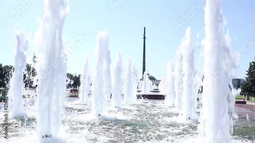 Fountain in Victory Park on Poklonnaya hill, Moscow, Russia. memory of those killed during the great Patriotic war