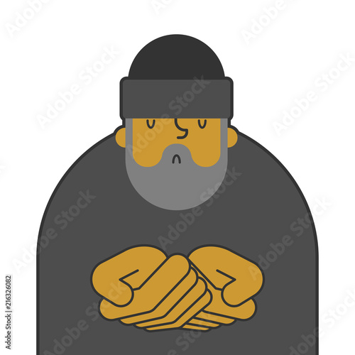 Homeless isolated. Beggars, Poor. bum hobo Vector illustration
