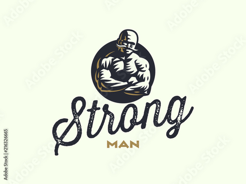 A vintage strong man with a mustache.