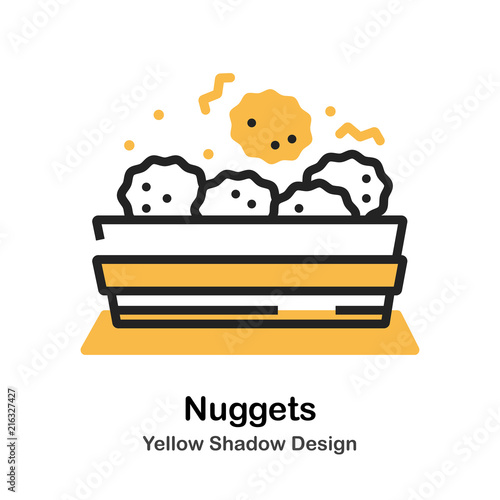 Chicken Nuggets Lineal Color Illustration