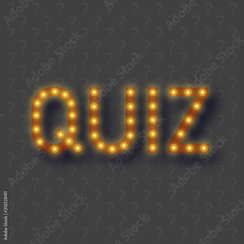 Quiz night announcement poster design web banner background vector illustration. Pub quiz held in a pub or bar, night club. Modern pub team game. Questions game shining retro light banner