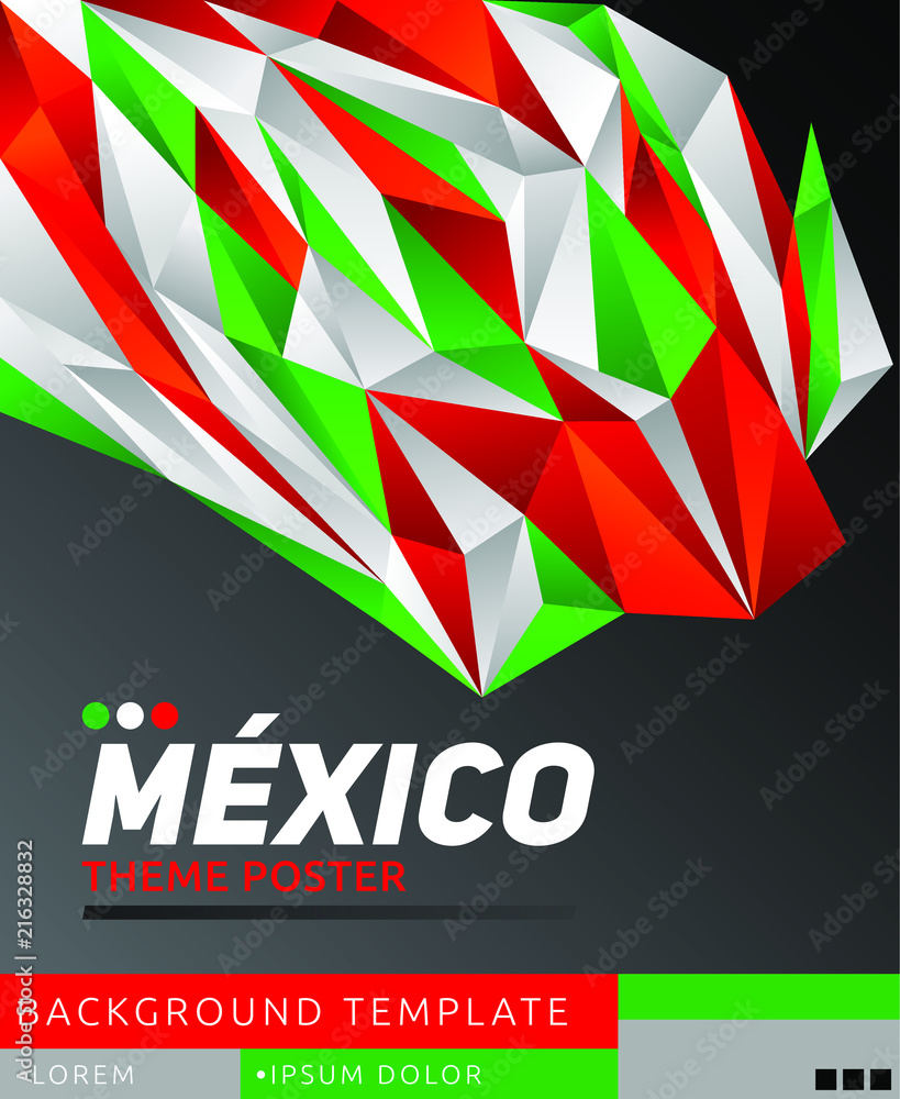 Mexico theme modern poster, vector template illustration, mexican flag colors