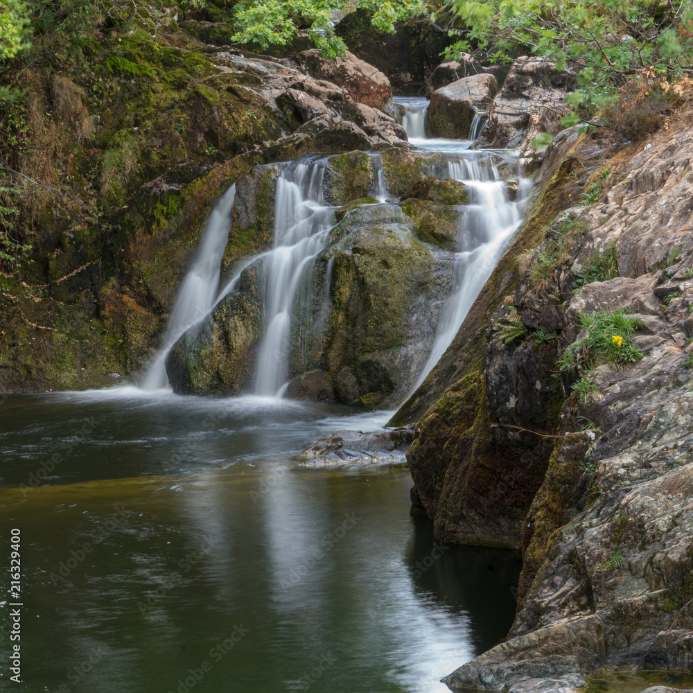 Fototapeta premium View of Beezley Falls on the River Doe near Ingleton in the Yorkshire Dales