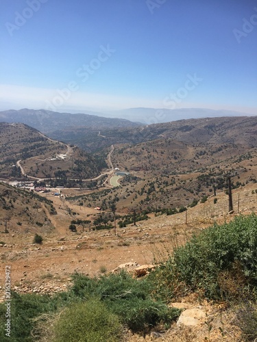 Panoramic view from mount Hermon in Golan Heights in Israel. Border with Syria.