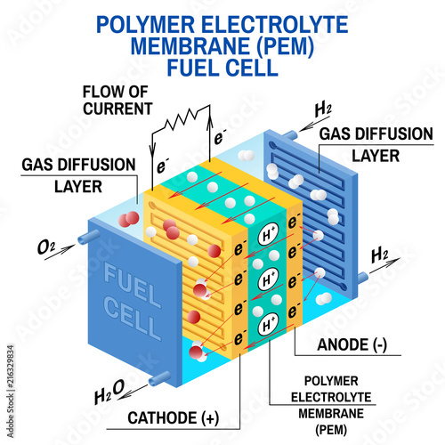 Fuel cell diagram. Vector illustration.