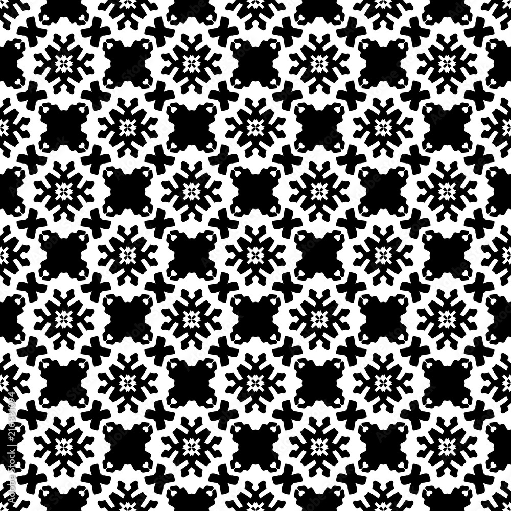 Obraz premium Retro geometric pattern in repeat. Fabric print. Seamless background, mosaic ornament, vintage style.