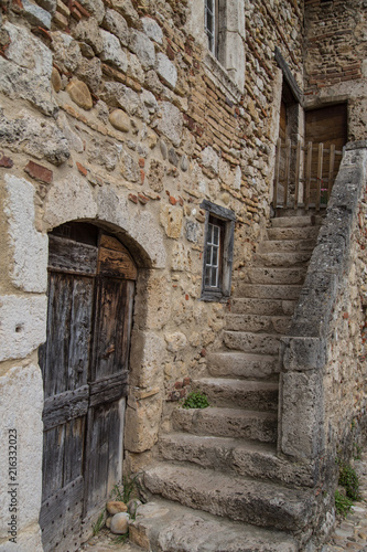 Carved Worn Steps in the Ancient Preserved Village of Perouges  France