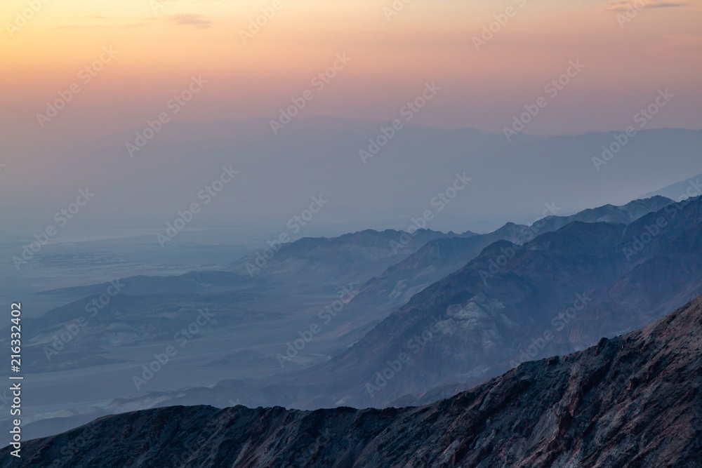 A view of Death Valley at sunset, from Dante's View A view of Death Valley at sunset, from Dante's View
