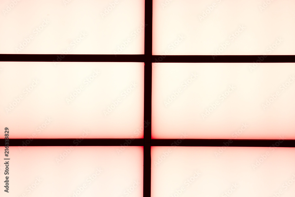 Fototapeta premium Abstract geometric black stripes with red glow on a bright white background, minimalism, abstract background.