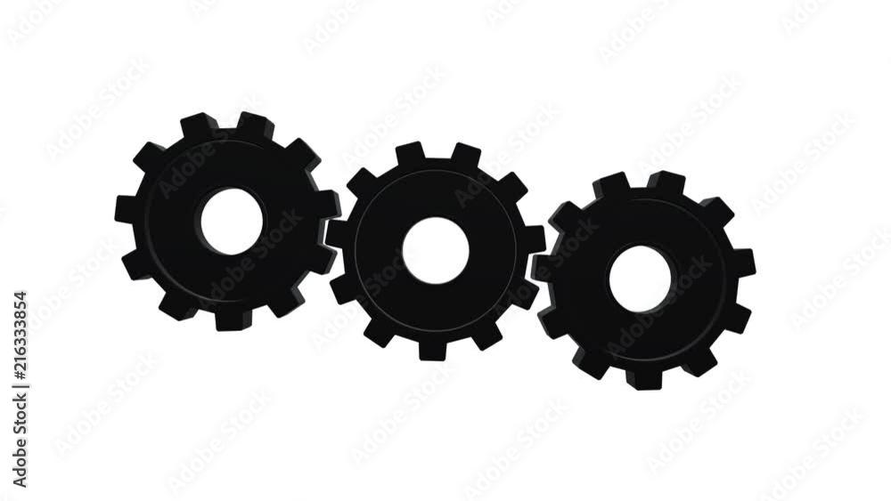 Three gears spinning flies . White background. Alpha channel Three gears spinning flies . White background. Alpha channel