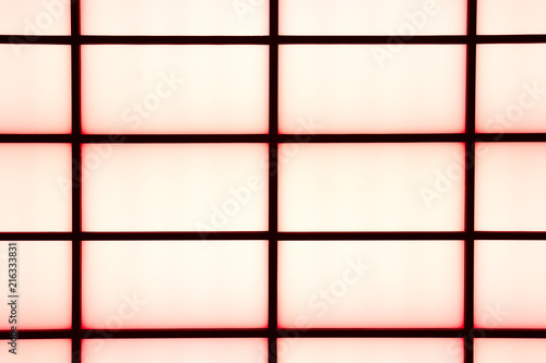Abstract geometric black stripes with red glow on a bright white background, minimalism, abstract background.