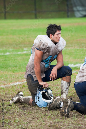 dirty football player after a lose