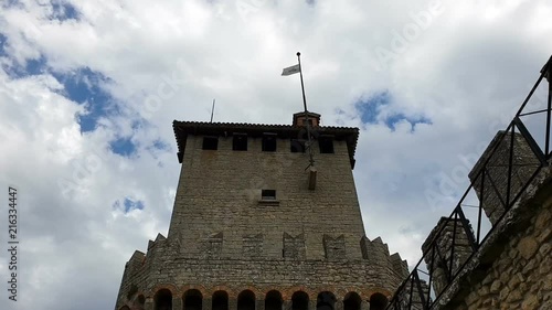 Ancient italian castle landscape with big towers photo