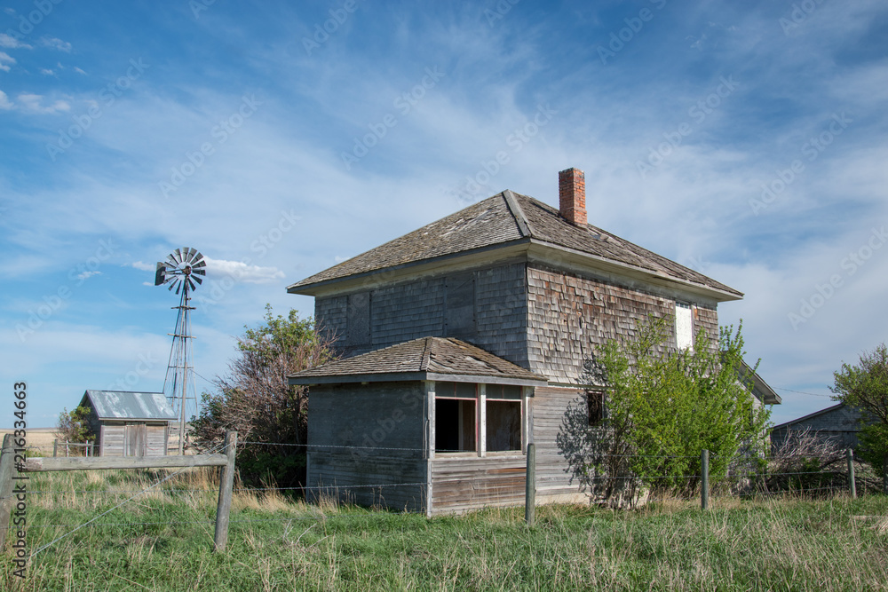 Abandoned Prairie Homestead near Carseland, Alberta, Canada.