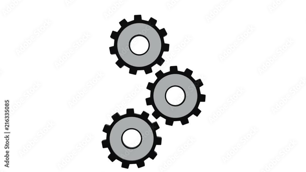 Three gears spinning flies . White background. Alpha channel Three gears spinning flies . White background. Alpha channel