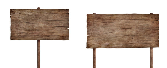 old weathered wood sign isolated on white background 4