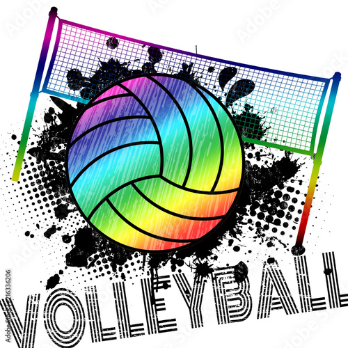 Poster or banner with a volleyball ball and splashes