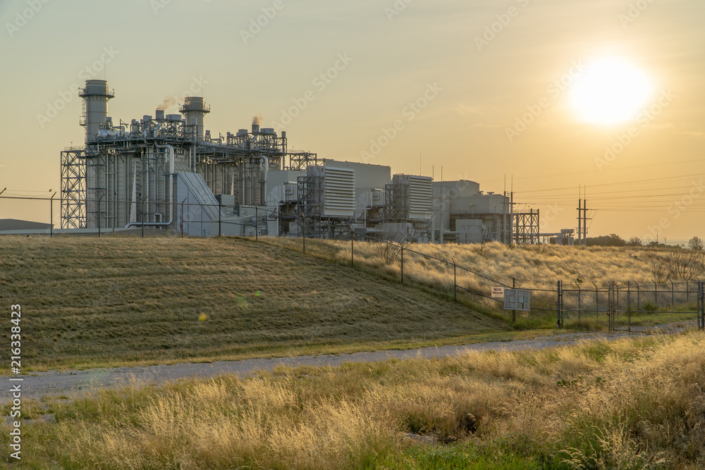 Hydroelectric power plant in the Texas Hill County at sunrise 