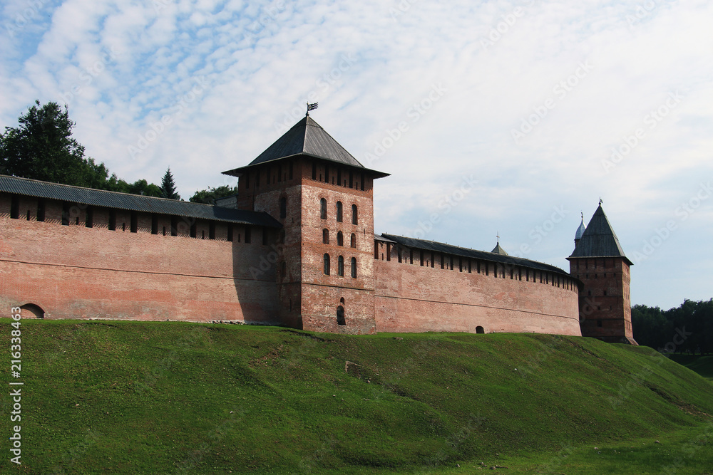 Russia, Veliky Novgorod, the walls of the old Kremlin