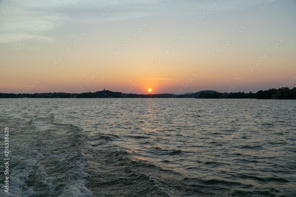 Sunset on a Hill Country Texas Lake from the water