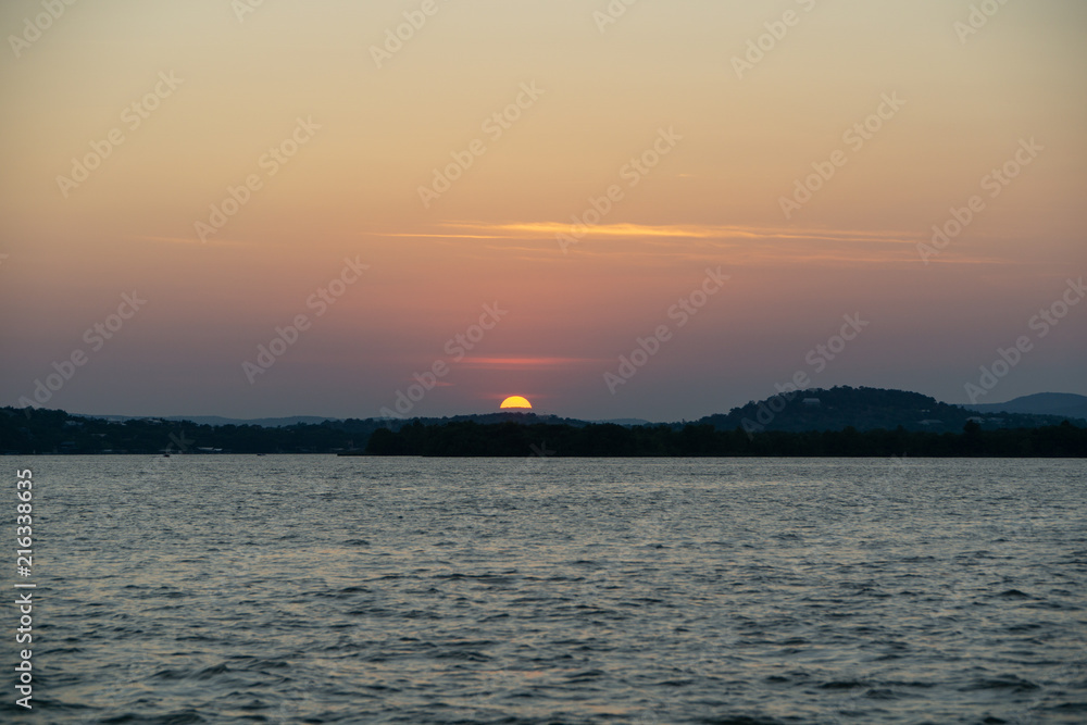 Sunset on a Hill Country Texas Lake from the water