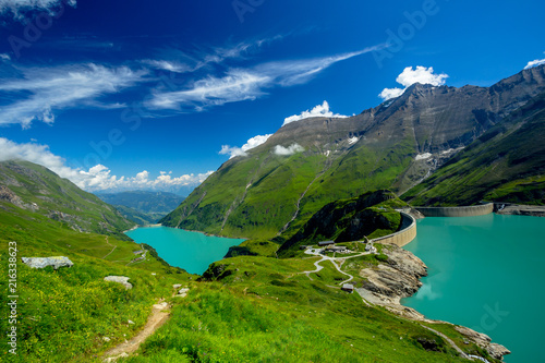 View of the Wasserfallboden and Mooserboden Mountain Reservoirs photo