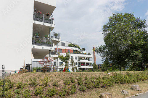 Modern apartment buildings exteriors with balconies. Contemporary Architecture