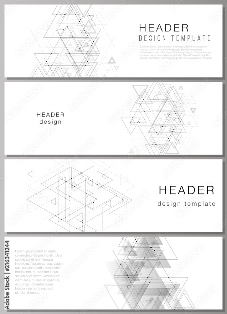 The minimalistic vector illustration of editable layout of headers, banner design templates in popular formats. Polygonal background with triangles, connecting dots and lines. Connection structure The minimalistic vector illustration of editable layout of headers, banner design templates in popular formats. Polygonal background with triangles, connecting dots and lines. Connection structure