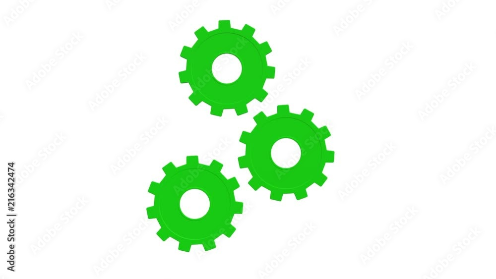 Rotating green gearwheels . White background. Alpha channel Rotating green gearwheels . White background. Alpha channel