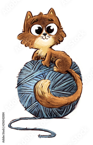 Fototapeta Naklejka Na Ścianę i Meble -  gato con ovillo