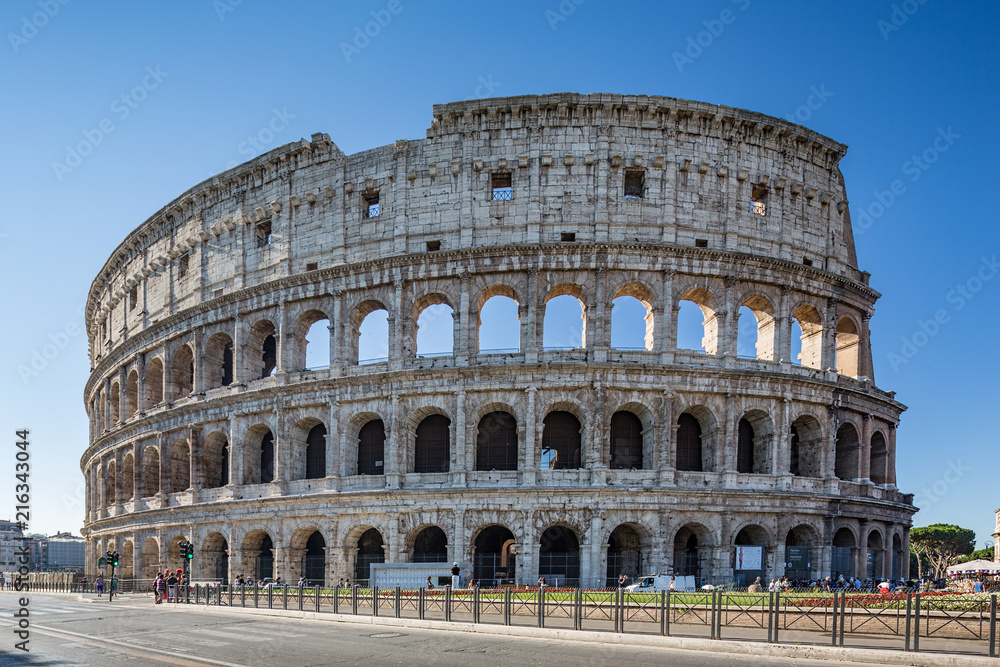 Rome Italy June 29th 2015 : The beautiful Colosseum, also known as the Flavian amphitheatre in Rome, Italy