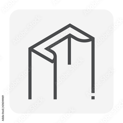 Steel product icon. C chanel profile shape. That alloy of iron from steel production industry and metallurgy used as beam, bar, frame, girder, structure in engineering, construction building material.