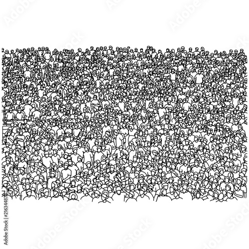 crowd of audience on stadium watching their beloved team vector illustration sketch doodle hand drawn with black lines isolated on white background