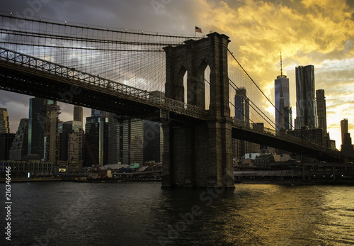 Fototapeta Naklejka Na Ścianę i Meble -  New York City Manhattan downtown skyline and Brooklyn bridge