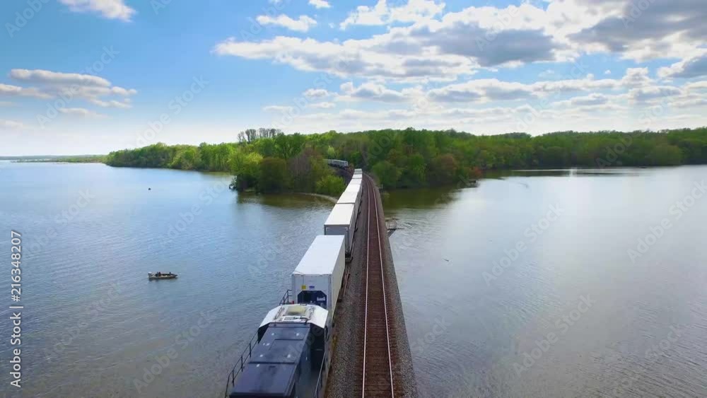 Aerial shot of cargo train at Leesylvania State Park Aerial shot of cargo train at Leesylvania State Park