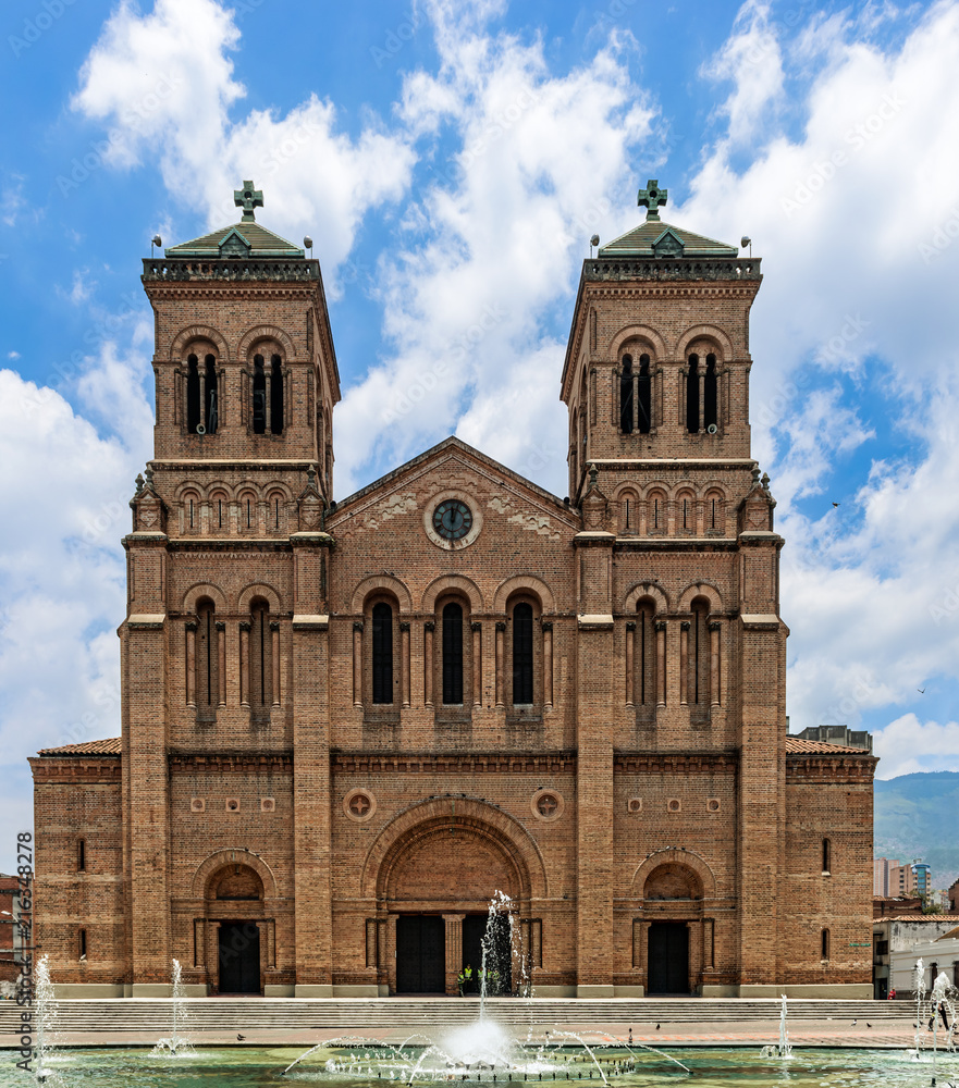 Facade of the Catedral Basílica Metropolitana de Medellín, Colombia.